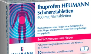Ibuprofen HEUMANN Schmerztabletten 400 mg. Bei Schmerzen und Fieber. Stillzeit-Hinweis beachten.