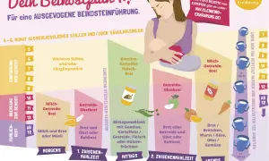 Beikostplan: ab wann Brot Baby? Ab dem 10. Monat Milch-Getreidebrei, ab dem 12. Monat Milch und Brot oder Müsli.