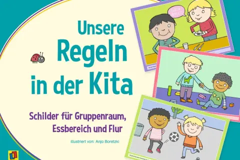 Bilder für den Vesper-Kindergarten: Kinder lernen Regeln, spielen und essen gemeinsam.