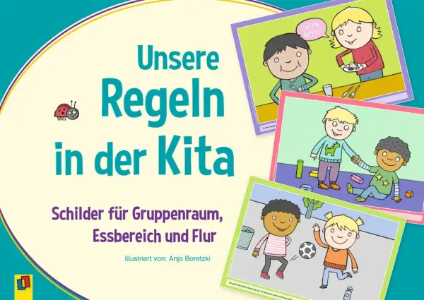 Bilder für den Vesper-Kindergarten: Kinder lernen Regeln, spielen und essen gemeinsam.